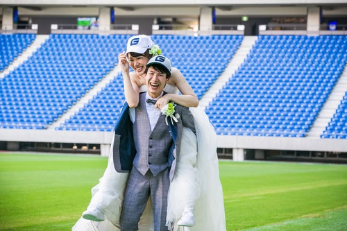 パナソニックスタジアム吹田　吹田スタジアム　ガンバ大阪　フォトウェディング　結婚式