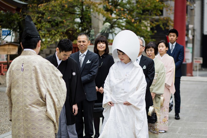 御霊神社　和婚　オリジナルウェディング　大阪　本町　結婚式　フリープランナー　神前式　会食　家族婚　ファミリーウェディング　
