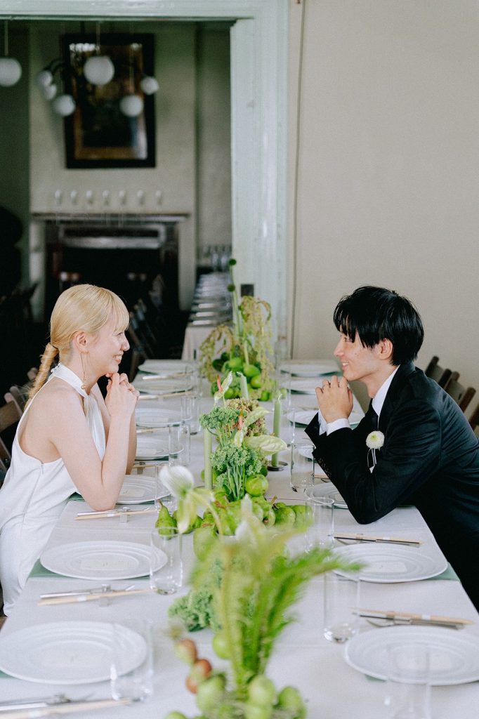 グリーンのテーブル装飾