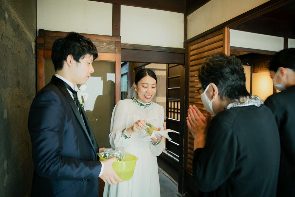 古民家での結婚式のウェルカムスペース