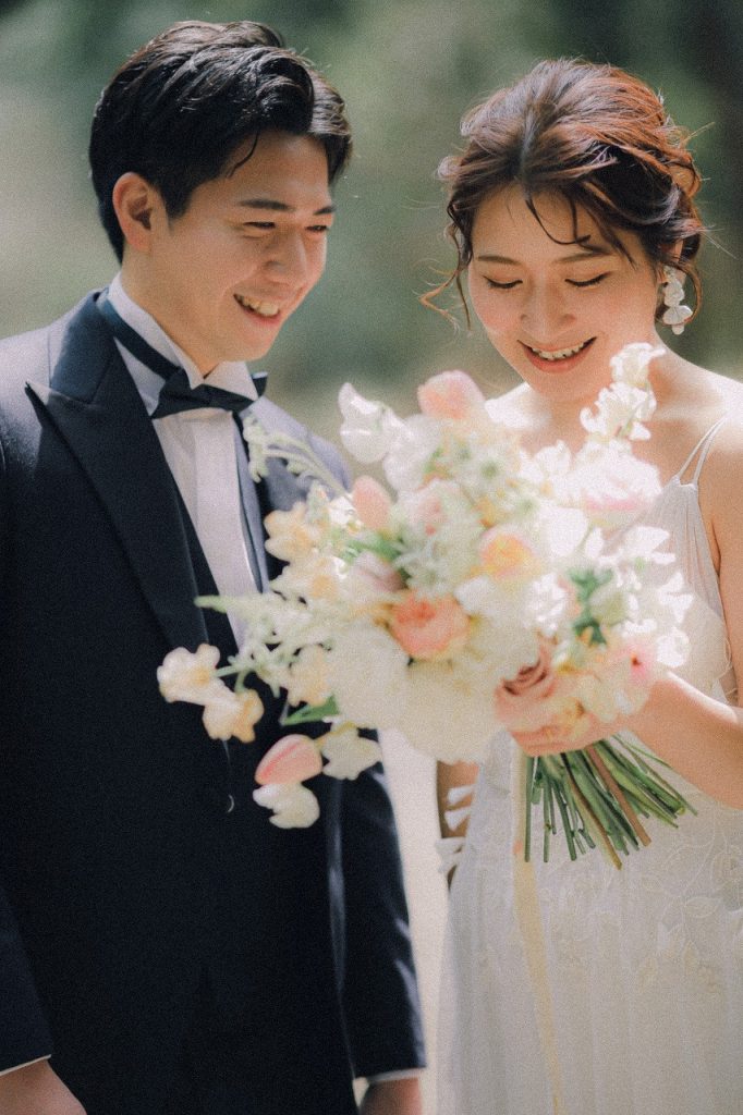 春のお花を使った結婚式のブーケ